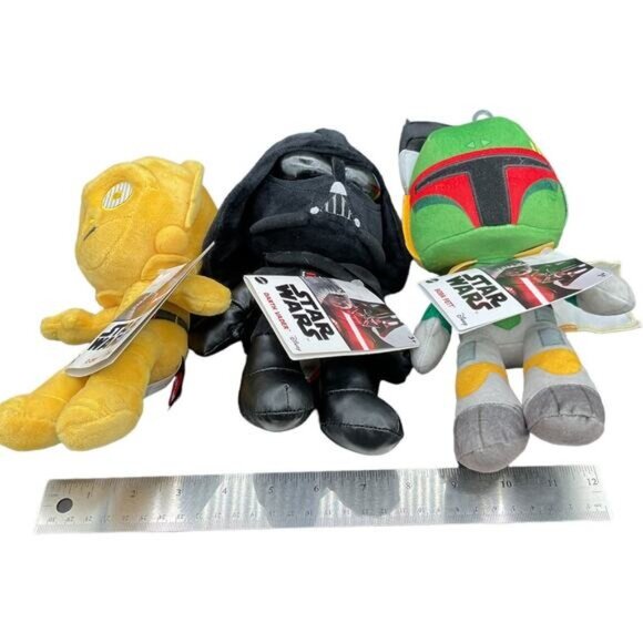 Star Wars Darth Vader C-3PO Boba Fett Plush Toys Set Collectible 9"-10" - Picture 3 of 4